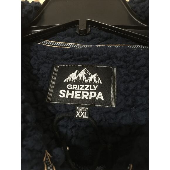 Grizzly Sherpa XXL Two Tone Blue 1/4 Zip Long Sleeve Pullover Sweater Jacket - Picture 2 of 9